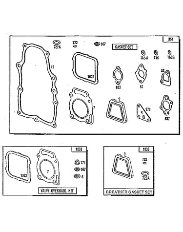 Gasket set and valve overhaul kit