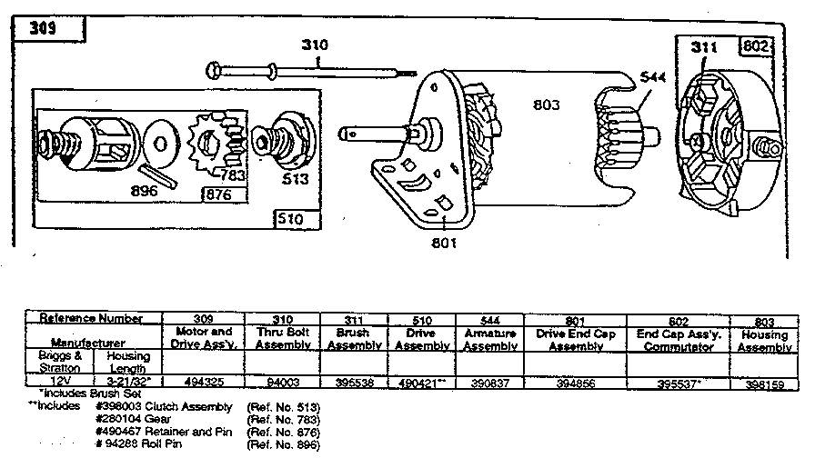 Motor and drive assembly