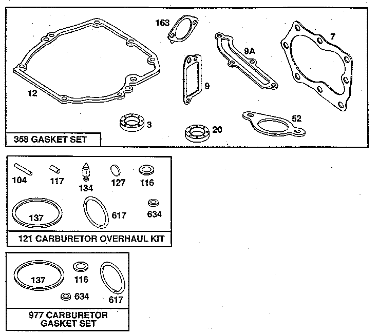 Carburetor overhaul kit and gasket set