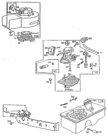 Carburetor and fuel tank assembly
