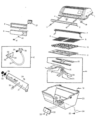 Grill and burner section
