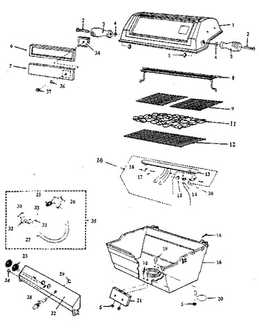 Grill and burner section