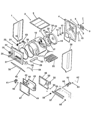 Dryer-cabinet, drum, heater