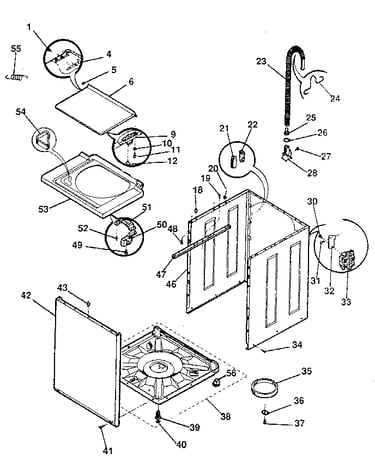 Washer-cabinet, top panel, base