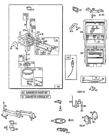 Base air cleaner and carburetor assembly