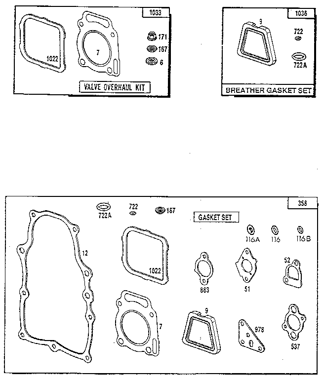 Gasket set and valve overhaul kit