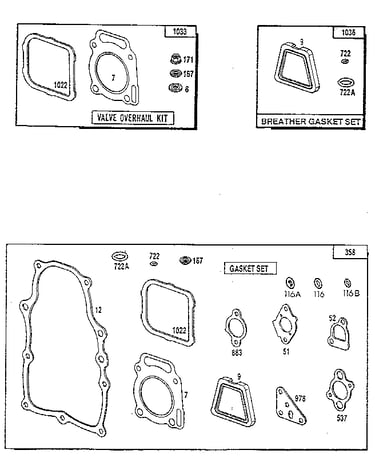 Gasket set and valve overhaul kit