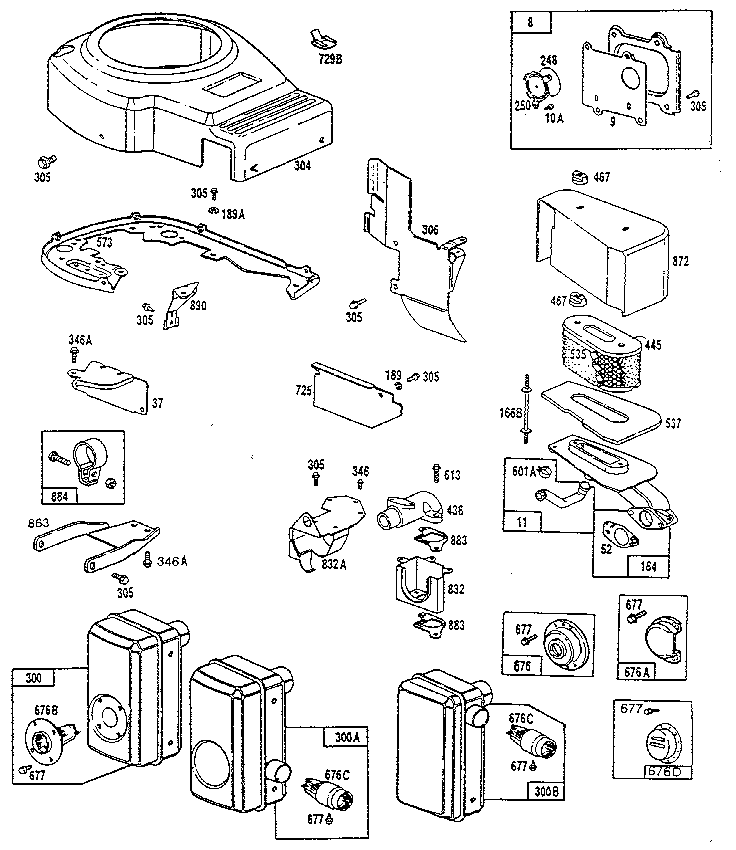Muffler exhaust and blower housing