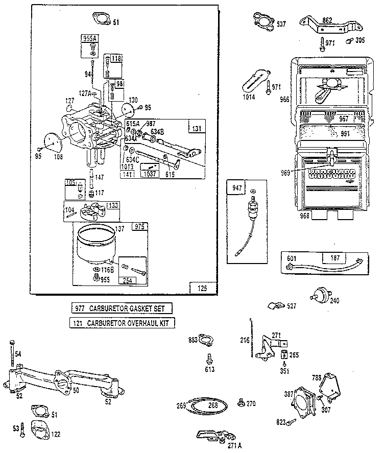 Air cleaner base and carburetor assembly