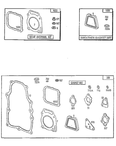 Gasket set/valve overhaul kit/breather gasket set
