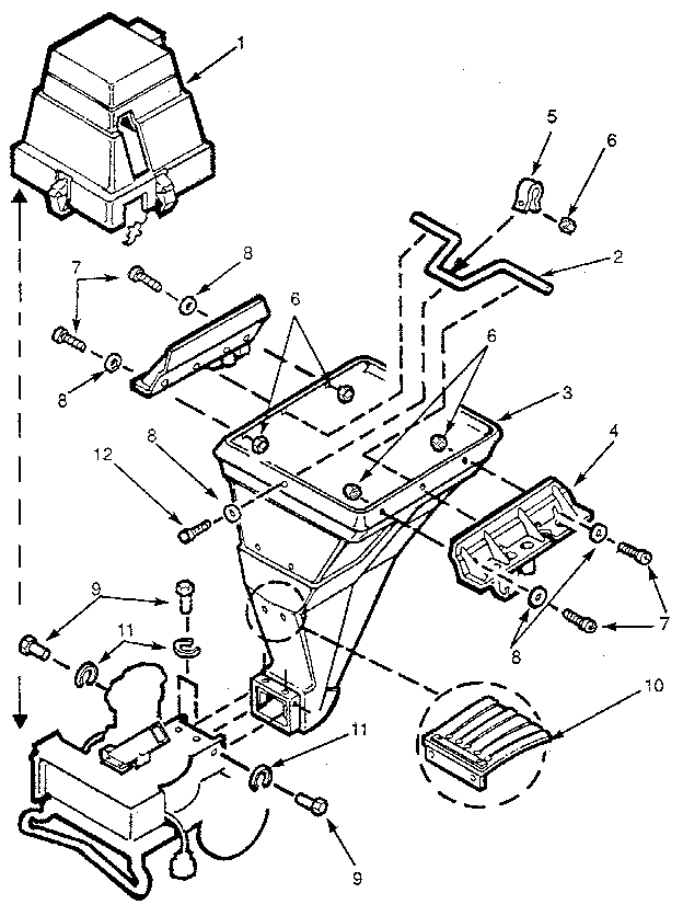 Exploded view hopper assembly