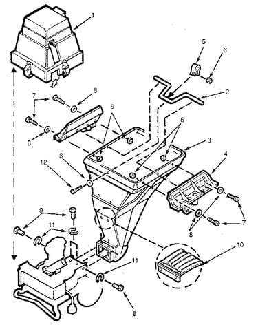 Exploded view hopper assembly