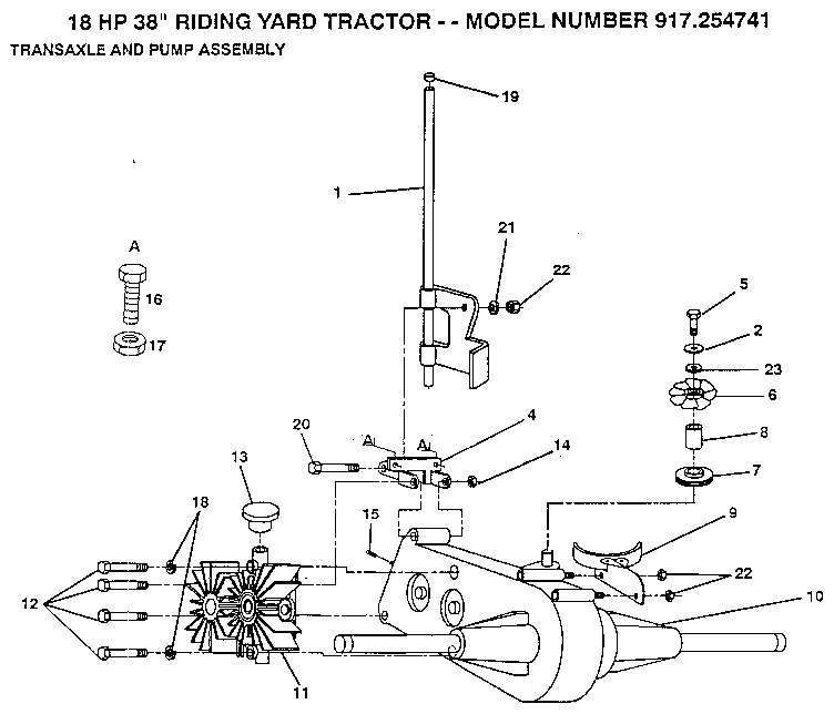 Transaxle and pump assembly