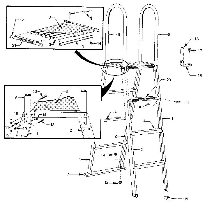 Ladder platform assembly