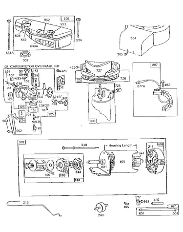Carburetor, air cleaner, motor, and drive assembly