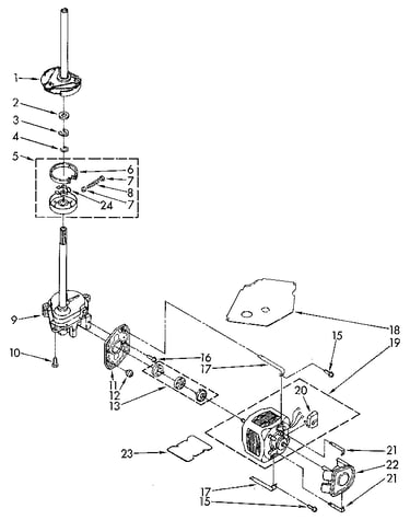 Brake, clutch, gearcase, motor and pump