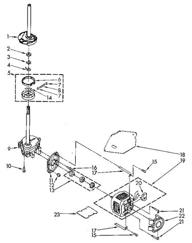 Brake, clutch, gearcase, motor and pump