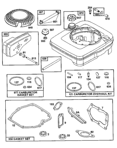 Fuel tank assembly/carburetor overhaul kit/carburetor gasket set