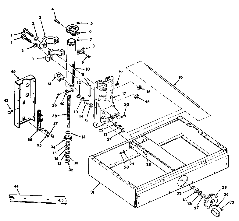 Base and column assembly