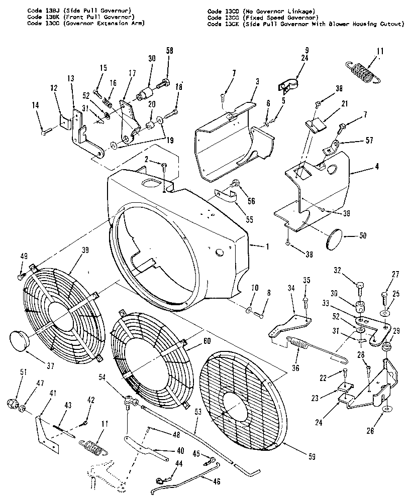 Blower housing and governor