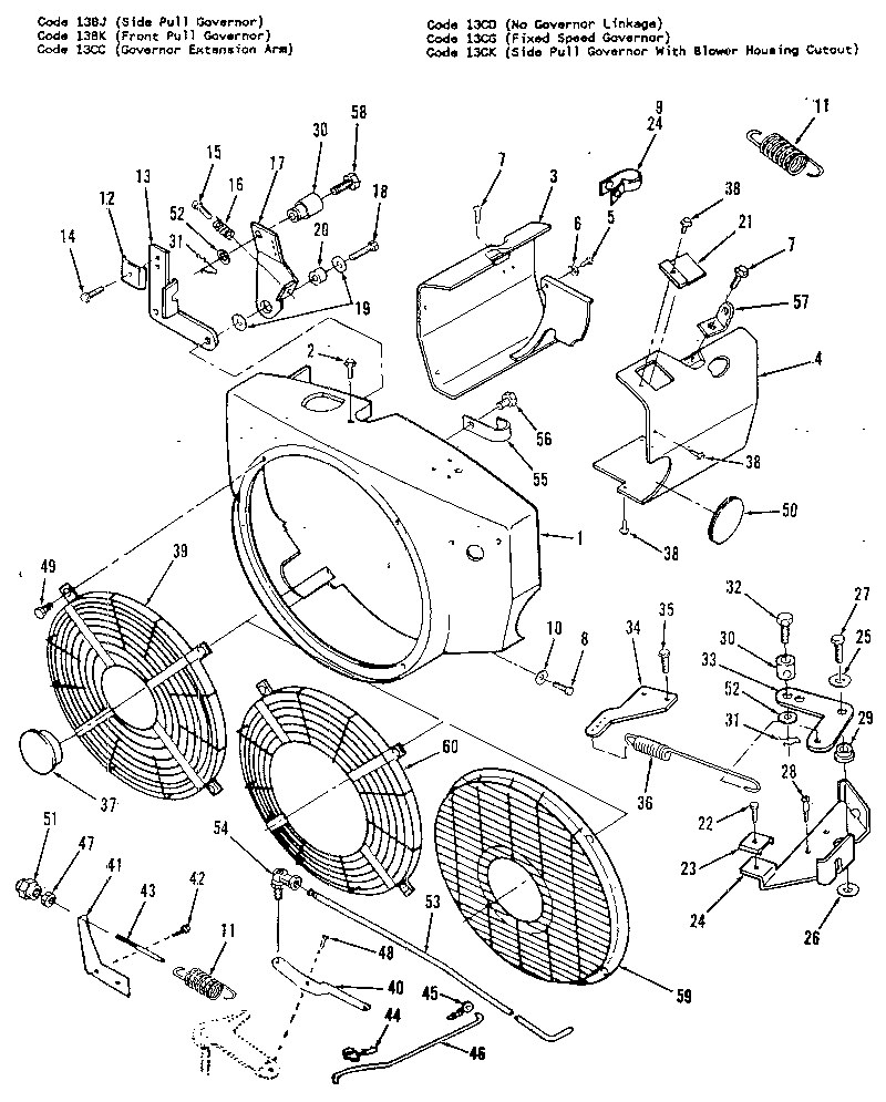 BLOWER HOUSING AND GOVERNOR