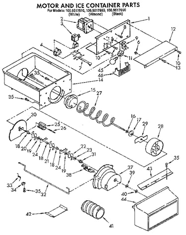 Motor and ice container