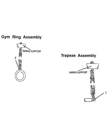 Gym ring and trapeze assembly