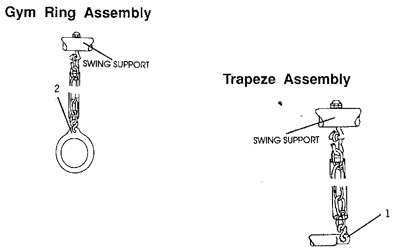 Gym ring and trapeze assembly