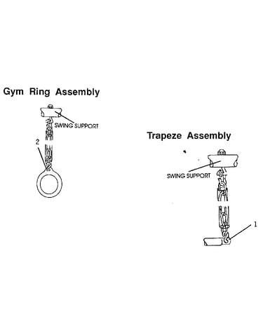 Gym ring and trapeze assembly