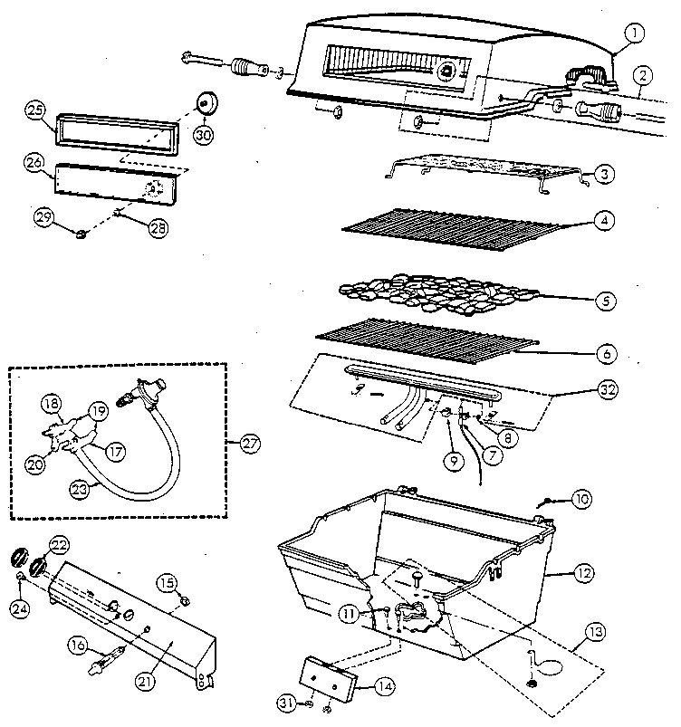 GRILL AND BURNER ASSEMBLY