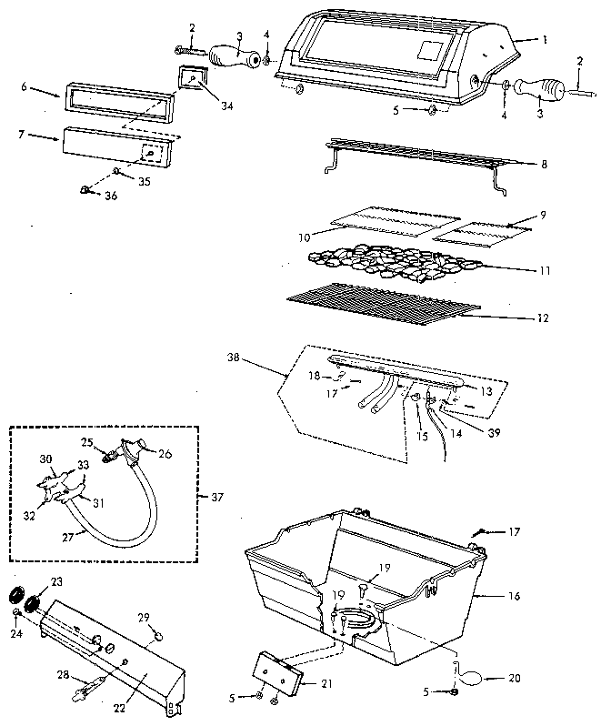 Grill and burner section