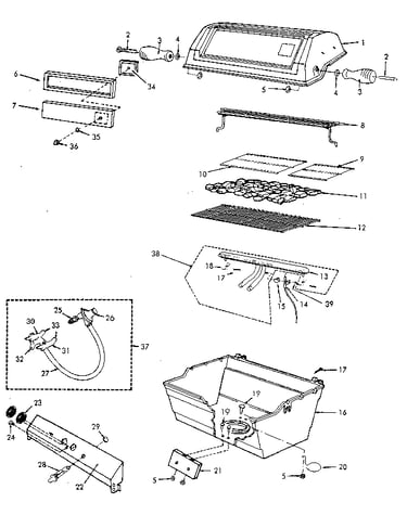 Grill and burner section