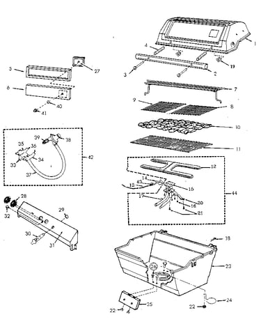 Grill and burner section
