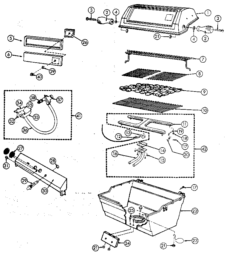 GRILL AND BURNER SECTION