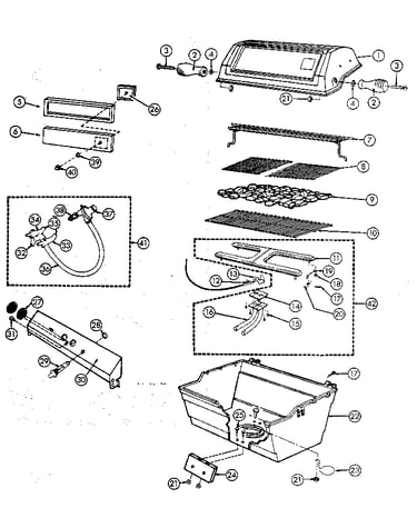 Grill and burner section