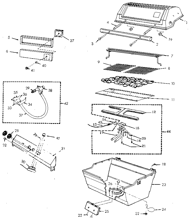 GRILL AND BURNER SECTION