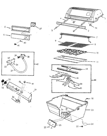 Grill and burner section
