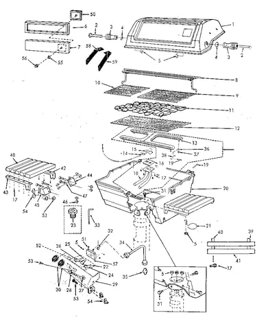 Grill and burner section