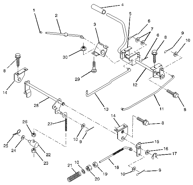 Brake/rear mower lift assembly