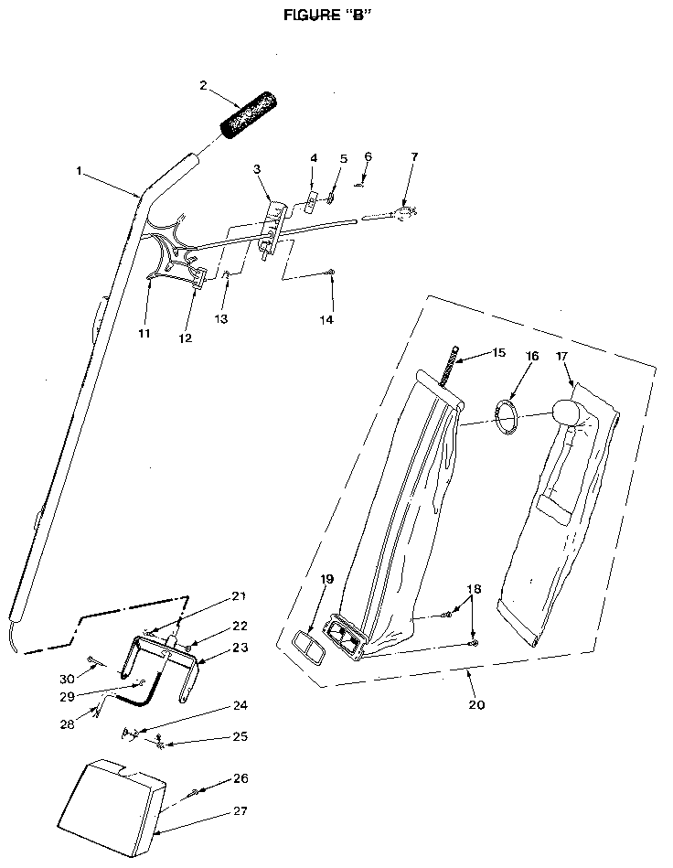 Handle and bag housing