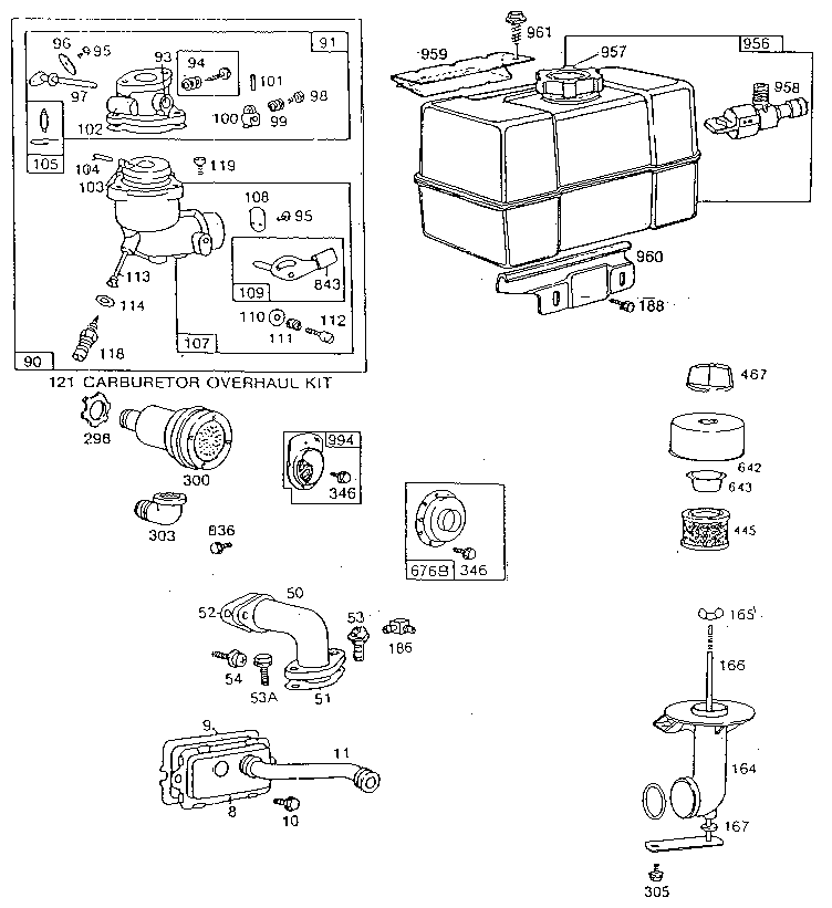 Carburetor and fuel tank assembly