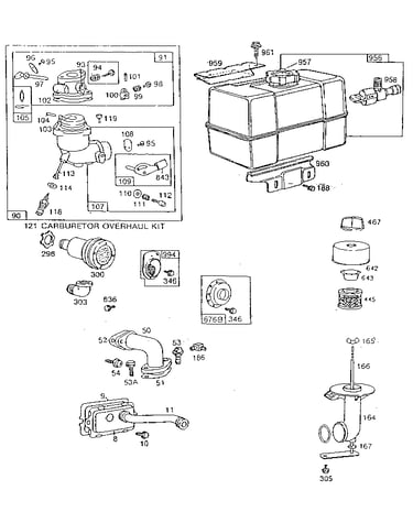 Carburetor and fuel tank assembly
