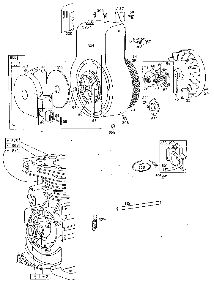 Rewind starter and flywheel assembly