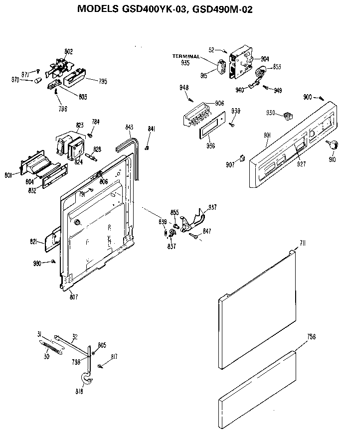 Control panel and door