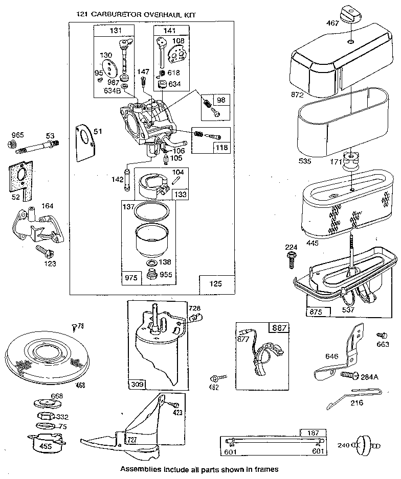 Carburetor and air cleaner assembly