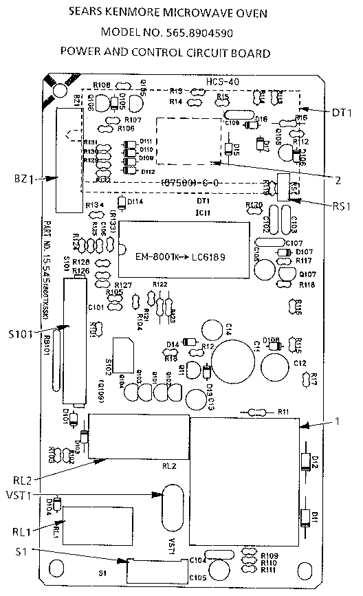 POWER AND CONTROL CIRCUIT BOARD (PART NO. 15545)