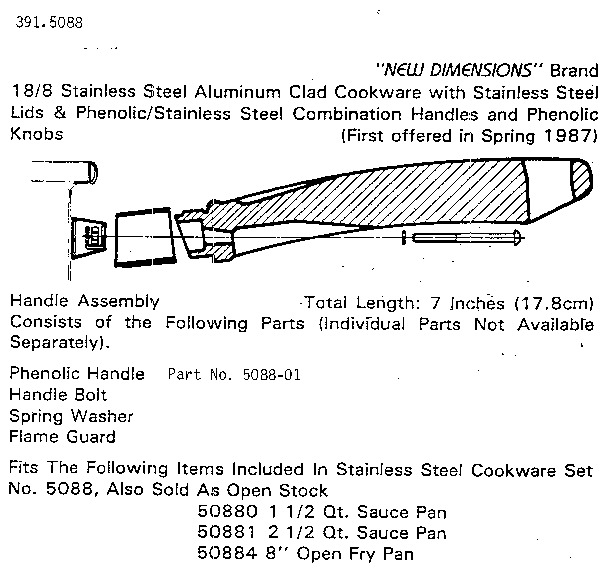 Handle assembly part no. 5088-01