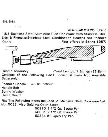 Handle assembly part no. 5088-01