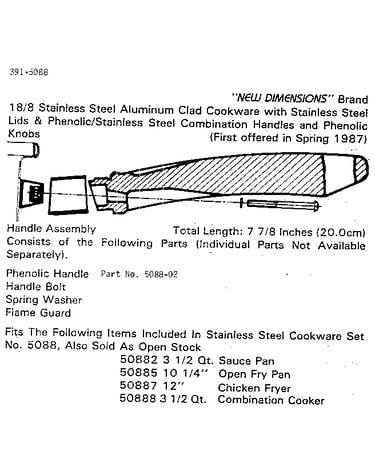 Handle assembly part no. 5088-02