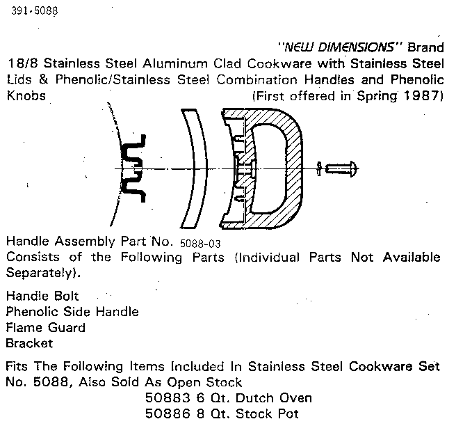 Handle assembly part no. 5088-03